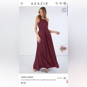 Azazie Ginger Bridesmaids Dress in Cabernet (Size 0/A0)